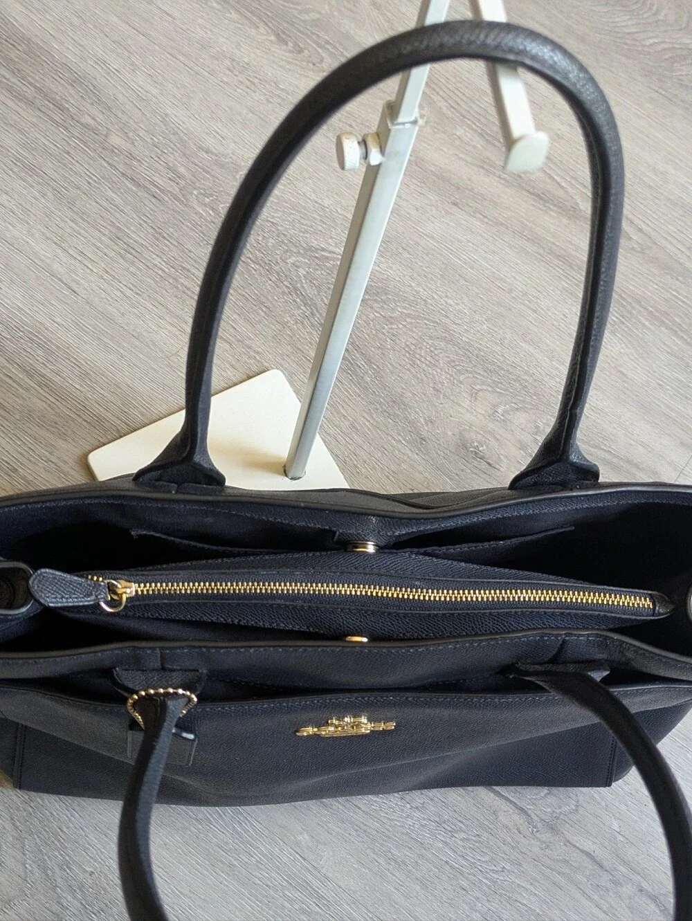 COACH Black Pebbled Leather Satchel with Gold Hardware